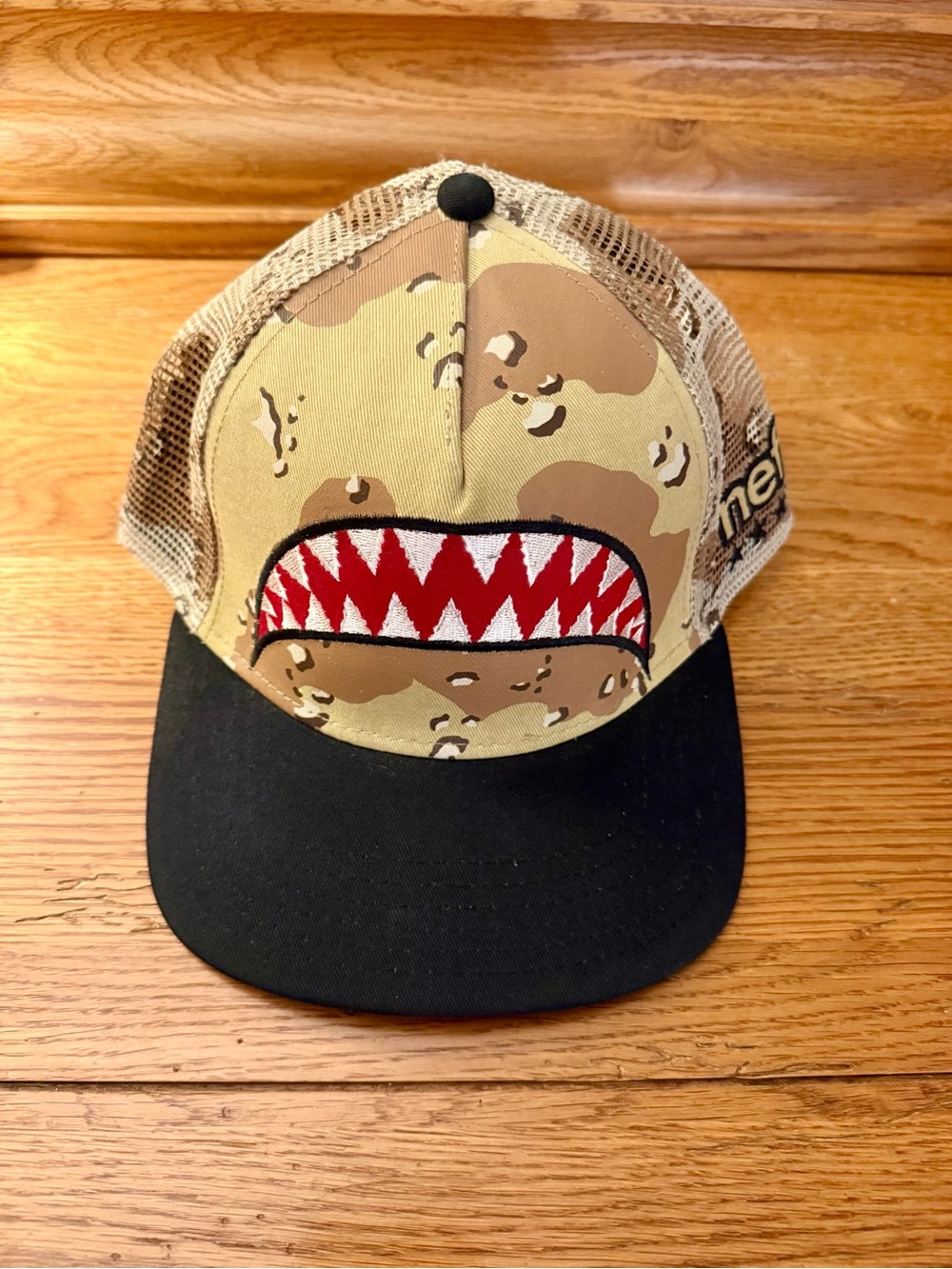 NEFF Camo Shark Mouth Trucker Hat - Tan/Black